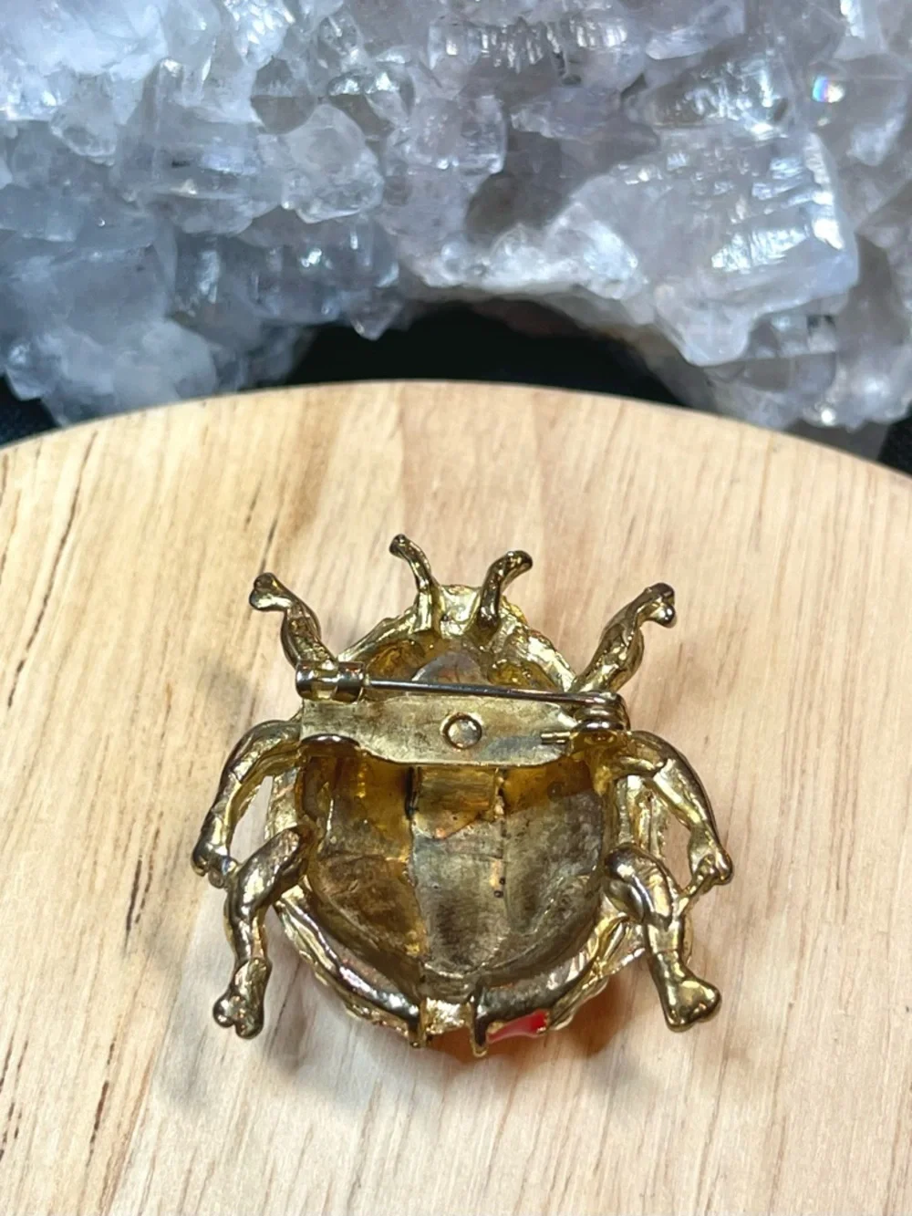 🌑 Red Enamel Rhinestone Ladybug Insect Brooch 🌑 - Picture 5 of 5